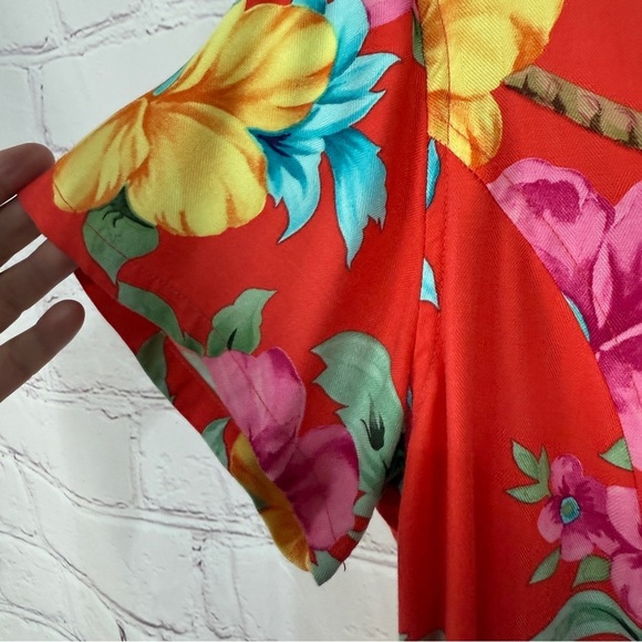 Vintage Caribbean Joe Women’s Hawaiian Shirts L Floral Aloha Tropical Vacation - Picture 7 of 12